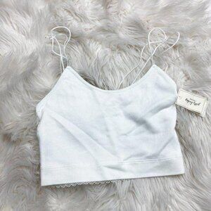Gilly Hicks White Strappy Bralette Ribbed Front & Lace Back